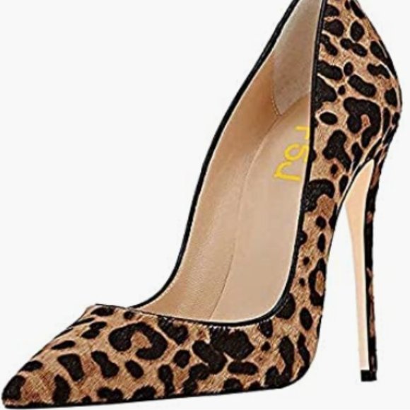 NEW FSJ Women Sexy Leopard Printed Pointy Toe High Heel Stilettos Sz 11 - Picture 8 of 10